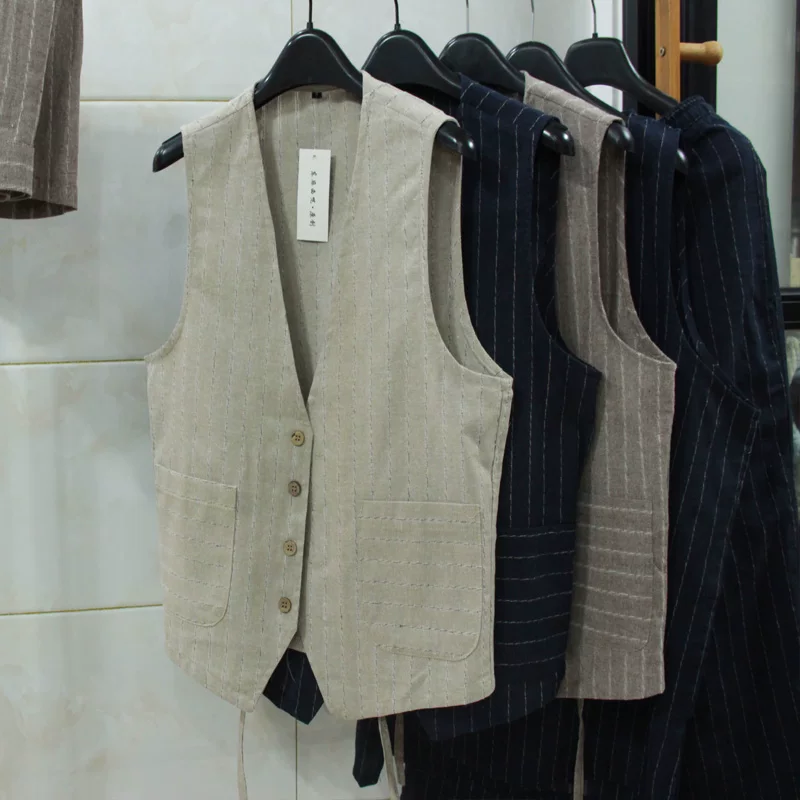 Men Formal Wear Summer - Rompi Linen Kasual Inggris untuk Pria