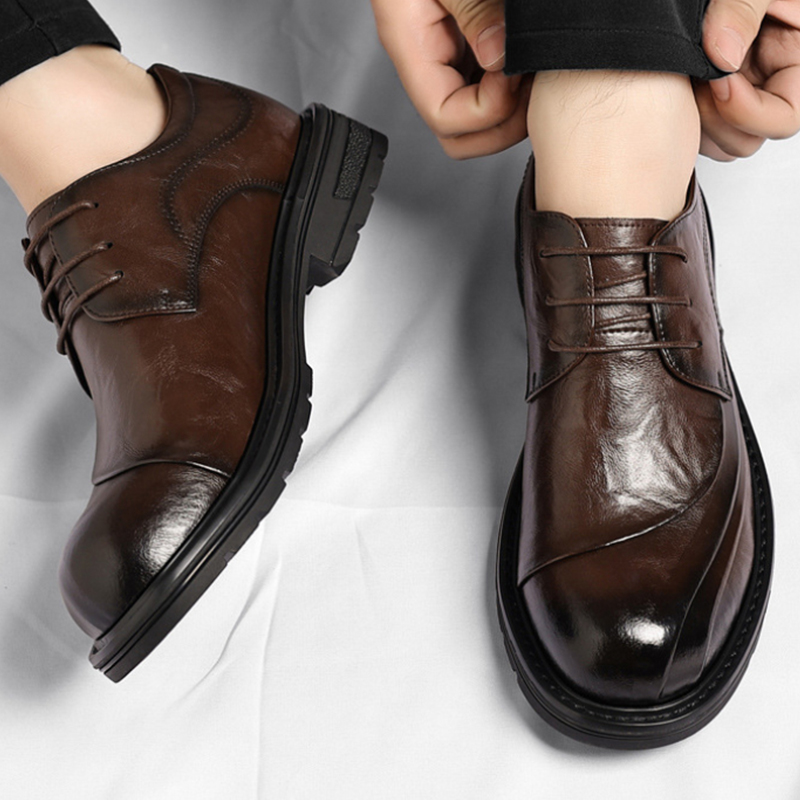 Men'S Formal Wear For Office - Sepatu Kulit Asli Coklat Mengkilap Model