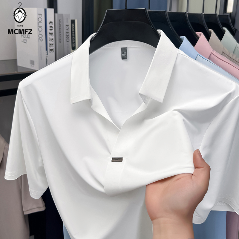 Men Formal Wear Summer - Kemeja Pria Kerah Datar dengan Detail