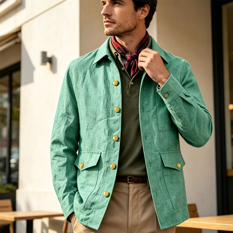 Men'S Formal Wear For Office - Jaket Linen Pria Vintage Kerah Lapel