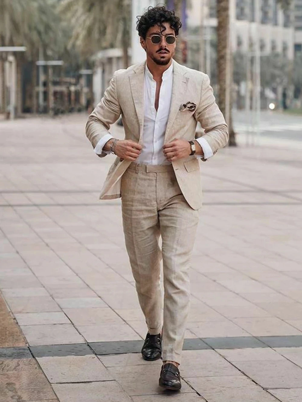 Setelan Linen Bisnis Pantai Mu - Men Formal Wear Summer ulasan dan harga