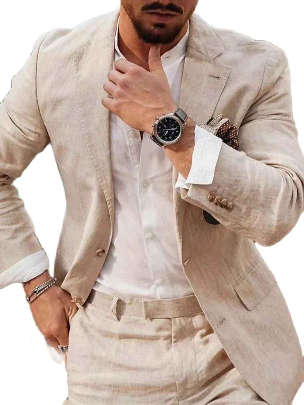 Setelan Linen Bisnis Pantai Mu - Men Formal Wear Summer ulasan dan harga
