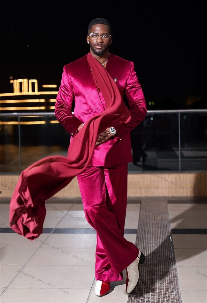 Setelan Jas Pria Satin Pink 2  - Men Formal Wear With Scarf ulasan dan harga