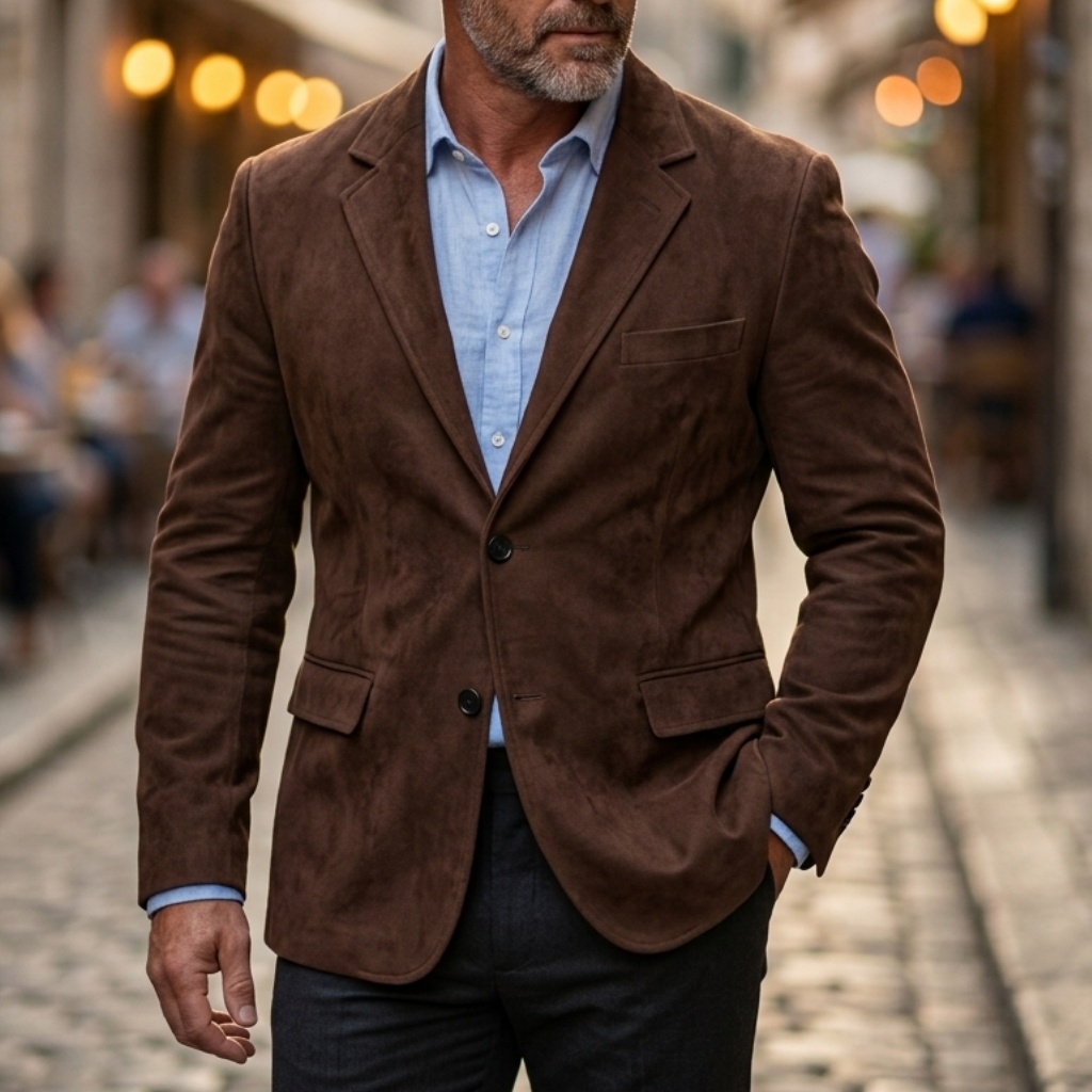 Jaket Blazer Suede Kasual Vint - Men'S Formal Wear For Office ulasan dan harga