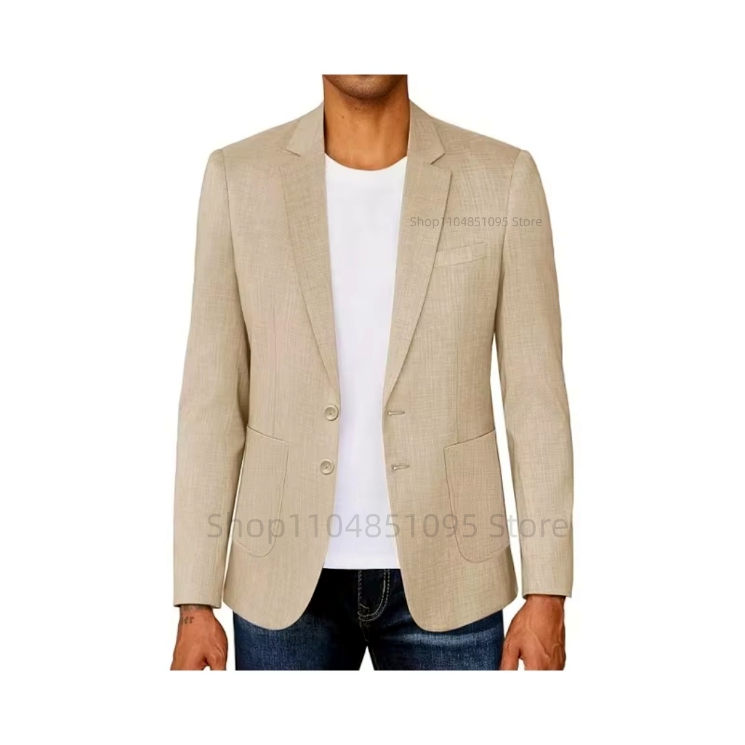 Blazer Linen Pria Slim Fit War - Men Formal Wear Summer ulasan dan harga